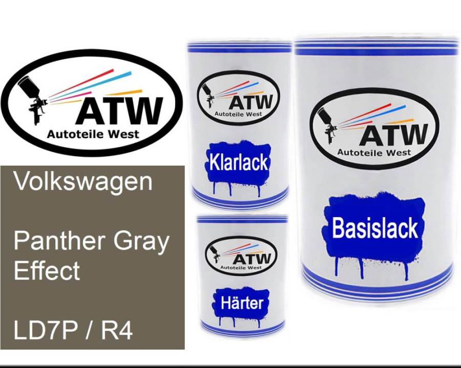 Volkswagen, Panther Gray Effect, LD7P / R4: 500ml Lackdose + 500ml Klarlack + 250ml Härter - Set, von ATW Autoteile West.